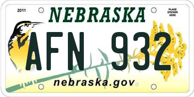 NE license plate AFN932