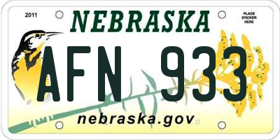 NE license plate AFN933