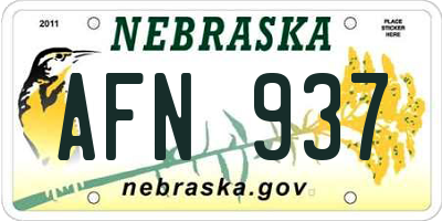 NE license plate AFN937