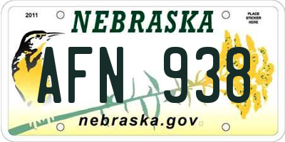 NE license plate AFN938