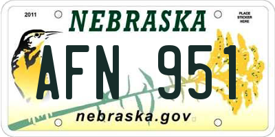NE license plate AFN951