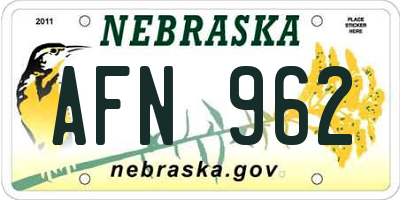 NE license plate AFN962