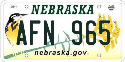 NE license plate AFN965