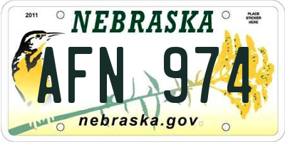 NE license plate AFN974