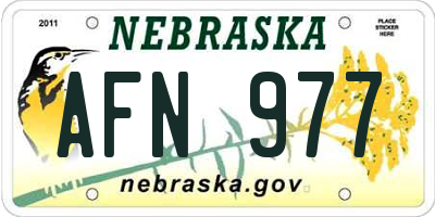 NE license plate AFN977