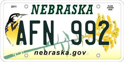 NE license plate AFN992