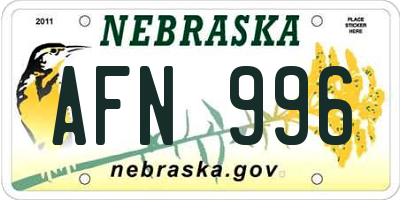 NE license plate AFN996
