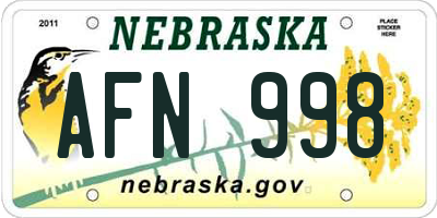 NE license plate AFN998