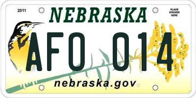 NE license plate AFO014
