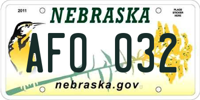 NE license plate AFO032