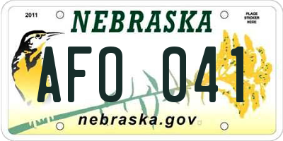 NE license plate AFO041