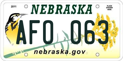 NE license plate AFO063