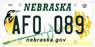 NE license plate AFO089