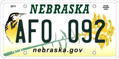 NE license plate AFO092