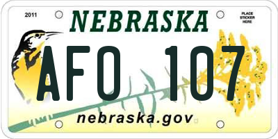 NE license plate AFO107