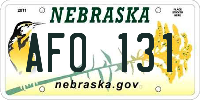 NE license plate AFO131