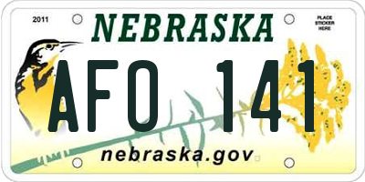 NE license plate AFO141