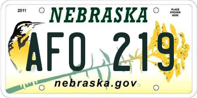 NE license plate AFO219