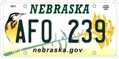 NE license plate AFO239