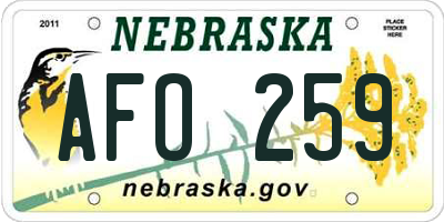 NE license plate AFO259