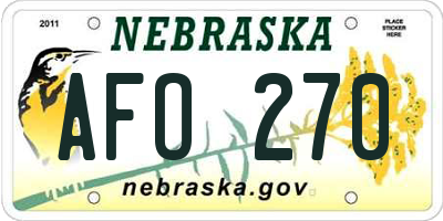 NE license plate AFO270