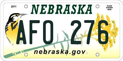 NE license plate AFO276