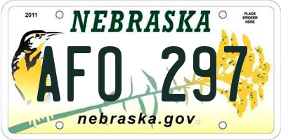 NE license plate AFO297
