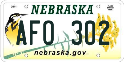 NE license plate AFO302
