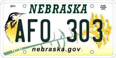 NE license plate AFO303