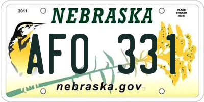 NE license plate AFO331