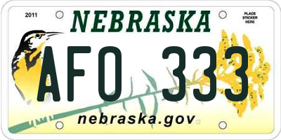 NE license plate AFO333