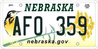 NE license plate AFO359