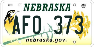 NE license plate AFO373