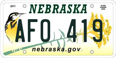 NE license plate AFO419