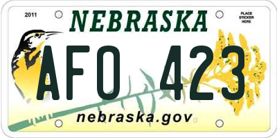 NE license plate AFO423