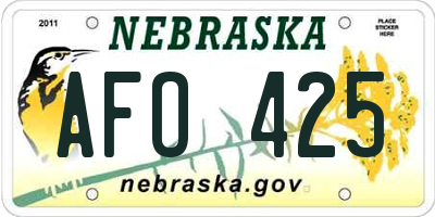 NE license plate AFO425