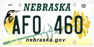 NE license plate AFO460