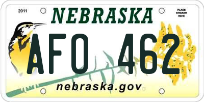 NE license plate AFO462