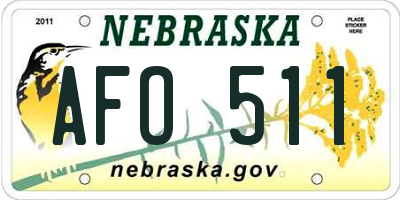 NE license plate AFO511