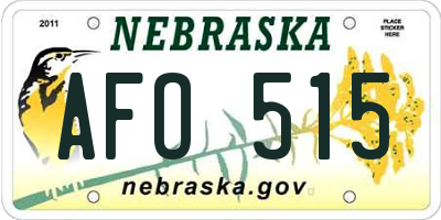NE license plate AFO515