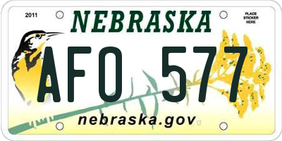 NE license plate AFO577