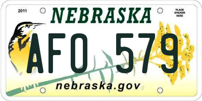 NE license plate AFO579