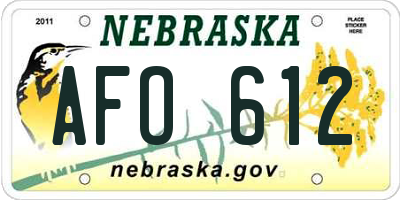 NE license plate AFO612