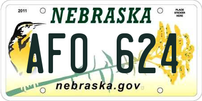 NE license plate AFO624