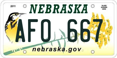 NE license plate AFO667