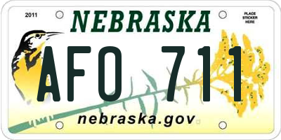 NE license plate AFO711