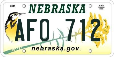 NE license plate AFO712