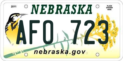 NE license plate AFO723