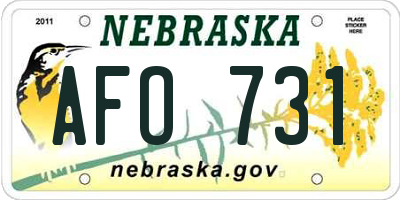 NE license plate AFO731