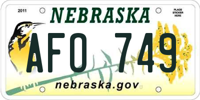 NE license plate AFO749
